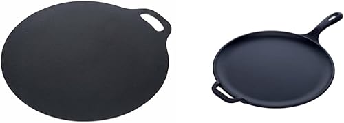 Miniatura 8 de Victoria Sartén para Tawa Dosa de hierro fundido de 12 pulgadas, sartén para pizza con asa de bucle, sartén para crepas pre-sazonada con aceite de