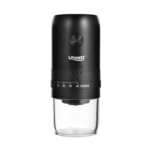 Lifenaxx Elektrische Kaffeemühle – Konische Mühle mit Keramikmahlwerk, 40 Mahlgrade, USB-C Akku, leise & tragbar – Kaffeebohnenmühle für Espresso, Filter & French Press - LX-063 Lifenaxx Elektrische Kaffeemühle – Konische Mühle mit Keramikmahlwerk, 40 Mahlgrade, USB-C Akku, leise & tragbar – Kaffeebohnenmühle für Espresso, Filter & French Press - LX-063