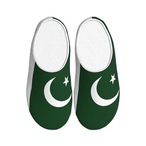 Cozy Flag of Pakistan print Slippers Indoor and Outdoor Fuzzy House Shoes Anti-Skid Sole Gifts for Women Indoor Scuff