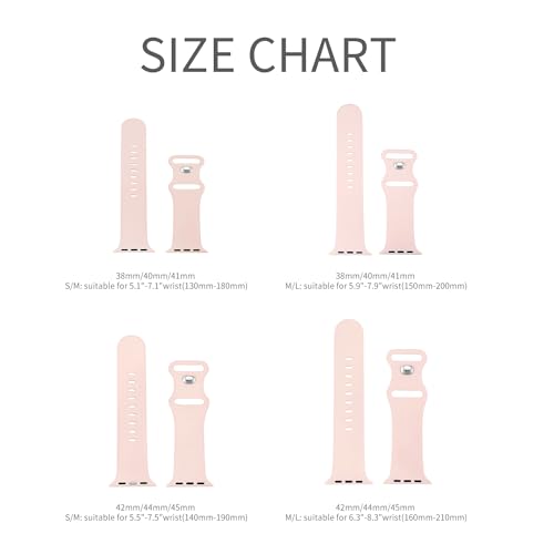 Image of Sport Bands Compatible with Apple Watch Band 38mm /40mm /41mm /42mm /44mm /45mm /49mm Women Men,Soft Silicone Strap Compatible with iWatch Ultra2 /Ultra Series10 /9 /8 /7 /6 /5 /4 /3 /2 /1 /SE Pink Sand