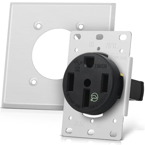 FBULWSEC NEMA 14-50R 50 Amp �w�r�[�f���[�e�B EV�[�d���Z�v�^�N�� �R���Z���g 125/250V �����I�ȃn�C�p���[EV�ARV�A�Y�Ɨp�d�����i�p�ɍ\�z 3�� 4�� ���S�Ȑڒn�AUL�K�i�F��ς�