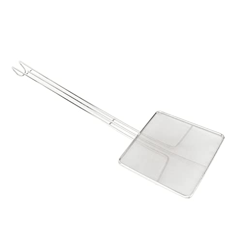 Strainer Skimmer,Slotted Spoon Wire Mesh Skimmer With Long Handle Pasta Strainer Spoon Stainless Steel Square Strainer Skimmer Ladle for Cooking Frying Kitchen Gadgets(Fine Mesh)