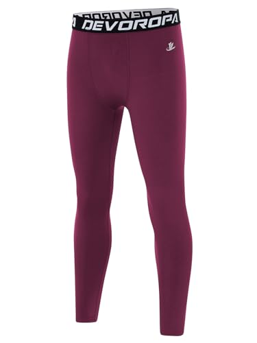 Image of DEVOROPA Boys Leggings Youth Compression Pants Sports Tights Basketball Football Baseball Soccer Baselayer Slim /Regular /Husky
