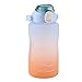 Jodsen Sportowa butelka na wodę 1500 ml, sportowa butelka na wodę ze słomką i oznaczeniami czasu, otwieranie 1 kliknięciem, 1,5 litra matowa szczelna butelka na wodę do fitnessu, siłowni, jazdy na rowerze, niebieska + pomarańczowa