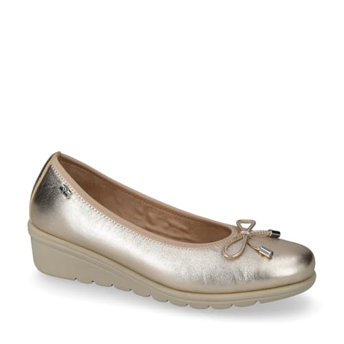 Valleverde VS10330 Nappa Platine Ballerines compensées pour femme en cuir, Platine, 39 EU