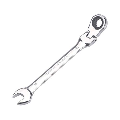 フレックスラチェットレンチ メガネレンチ 整備工具 10mm 作業 常備 車 バイク 各種メンテナンス対応 家具組み立て 鏡面仕上げ 角度調整可能 (10mm)