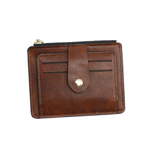 LIFKOME Simple Leather Wallet for Women Multi Card Zipper Purse Brown for Office and Parties Convenient for Credit Cards Id Cash and Coins Present for Special
