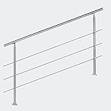 Material: Acero inox V2A Barandilla acero inox 3 varillas 160cm Pasamanos escalera Parapeto
