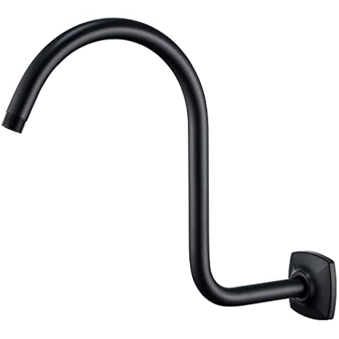 SWHYGER 13 Inch S Shape Shower Arm with Flange Matte Black Stainless Steel Gooseneck Extension Rainfall Shower Head Replacement Part,Standard 1/2" Connection Wall Mount,SW-91098-13MB. Cover