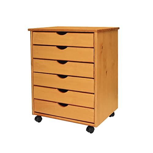Adeptus 76152 6 Drawer Wide Roll Cart, Medium Pine #TOP3