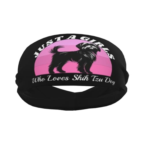 Just A Girls Who Loves Shih Tzu Dog Adjustable Sports Headband Moisture Wicking Sweatband for Running Workout2