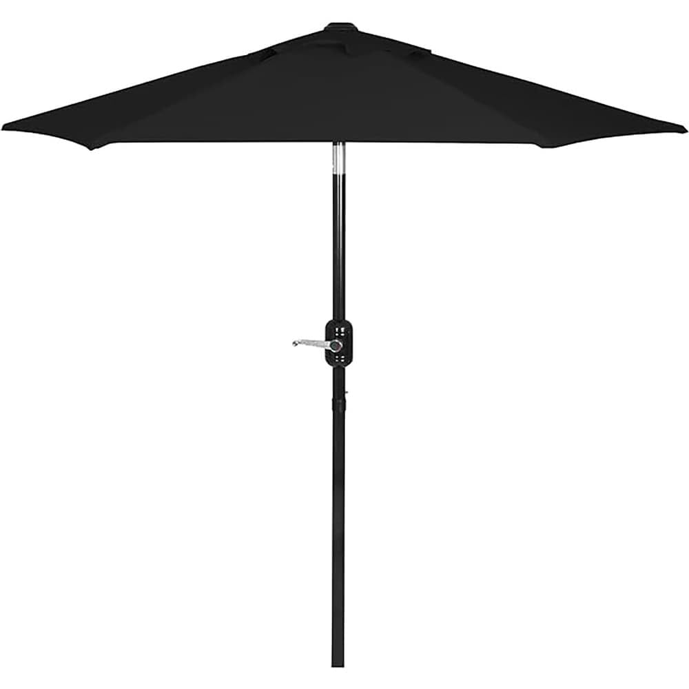 6 Ft Waterproof Umbrella Outdoor Patio with Smooth Crank Lift & Push Button Tilt Adjustment | Hexagonal Shape Jet Black Color UV & Fade Resistant Rust-Proof Pole 6 Supporting Ribs
