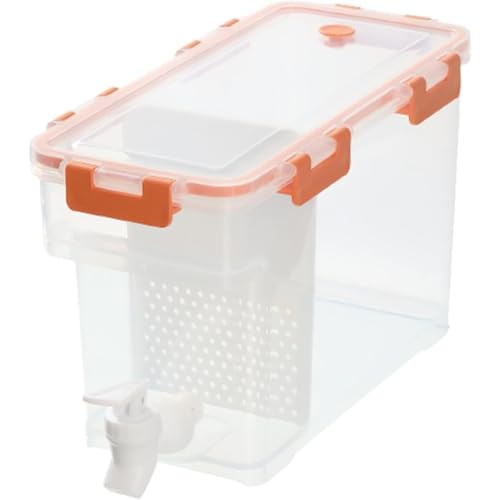 Nizzvlo 冷水ボトル 冷蔵庫ドリンク ディスペンサー 3.5/6 リットル タップ 便利、大容量、お手入れ簡単 シンプルな透明水ボトル 冷蔵庫冷水ボトル タップ付き ドリンク ディスペンサー ドリンク容器 透明ポータブル水ボトル (オレンジ,3.5L