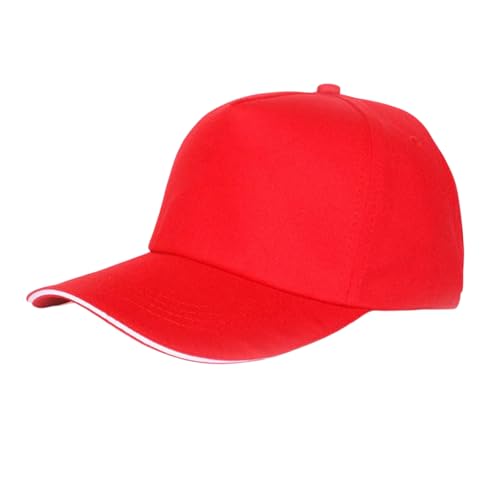 Rakiuty Baseballkappe Damen Herren Baseball Caps Basecap Cap 5 Panel Cap Größe Unisex Einstellbare Atmungsaktiv Baseballmütze Hüte Sport Mütze (Rot)
