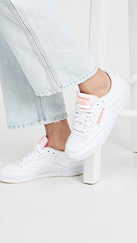 Image of Reebok womens Club C Sneaker, White /Ceramic Pink /Orange Flare, 6.5 US
