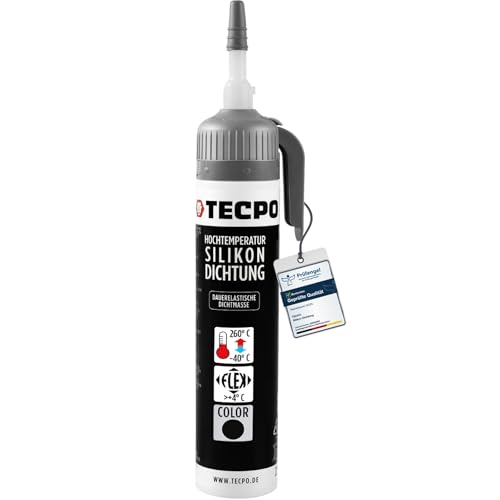 TECPO Hochtemperatur Dichtstoff Dichtmasse 200 ml Silikon Dichtung Dauerelastisch schwarz hitze- und wasserbeständig Silikondichtmasse