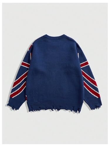 Men's Graphic Sweater Y2k Distressed Long Sleeve Crew Neck Baggy Pullover Tops Fall Outfits2