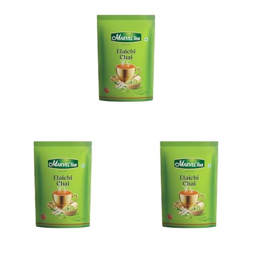 Image of Marvel Tea Elaichi Tea 1Kg, Handpicked Leaves & Natural Ground Cardamom From Assam & Darjeeling, Black Chai (Pack of 3)