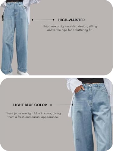 Image of GRECIILOOKS Women's Regular Fit High Rise Jeans | Pant | Baggy High Waist | Bell Bottom | Casual Straight Fit Trousers with Utility Pocket Design