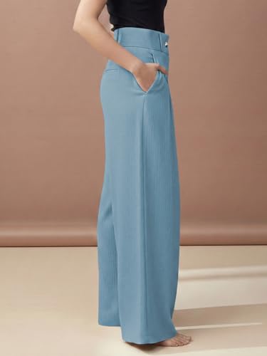 Image of GRECIILOOKS Trousers for Women High Waist | Wide Leg Trousers | Office Wear Pleated Korean Pants for Women's | Elegant Formal Pants