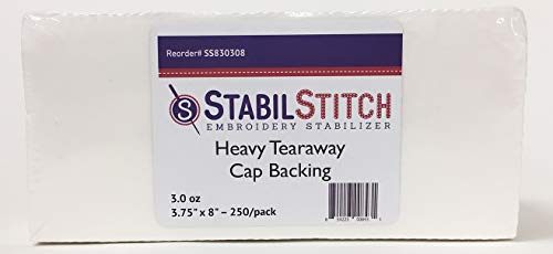 StabilStitch Heavy (3.0 oz.) Tearaway Cap Backing 3.75" x 8" 250 Pack