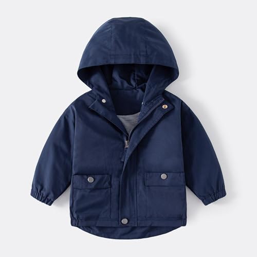 Rain Jacket Boys Fall Fashion Waterproof Zip Up Hoodie Lightweight Casual Solid Hooded Coats Windbreaker with Pockets2