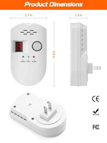 HSTMYFS Natural Gas Leak Detector, Plug-in Propane Natural Gas Detector for Home Kitchen RV, Combustible & Explosive Gas Alarm for LPG, LNG, Methane (AC Power)