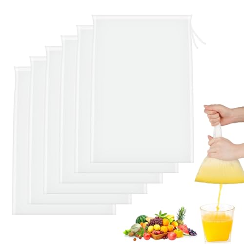 JRYXDS 6 unidades de tecido reutilizáveis para filtrar leite vegetal 20 x 30 cm tecido fino saco de filtro de nylon para peneirar sumo queijo chá leite de nozes tofu