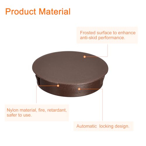 Image of uxcell 40mm /1.57 inch Plastic Hole Plugs, 10Pcs Flush Type Panel Round Snap in Fastener Knockout Locking Plugs for Furniture Insert End Caps Panels, Brown