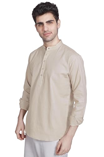 Image of DIVISIVE Men's Slim Fit Full Sleeves Cotton Short Kurta