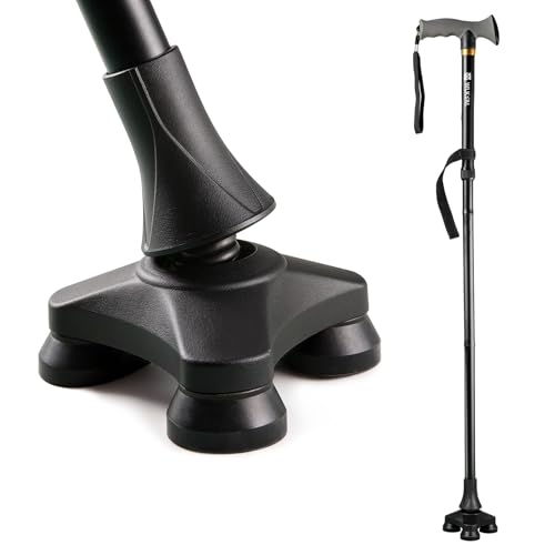 WLKPAL Folding Self-Standing Walking Cane Spring-Loaded 3-Prong Base