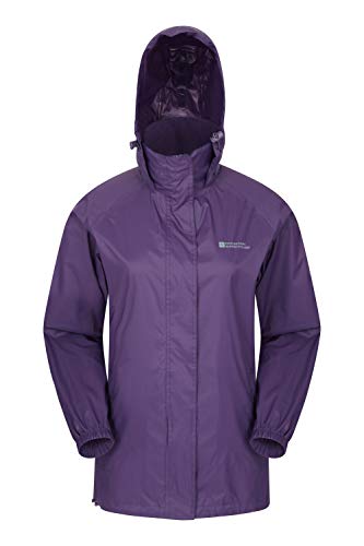 Mountain Warehouse Pakka Jacke für Damen - Wasserfeste Regenjacke, Frau verstaubare Freizeitjacke, atmungsaktive, leichte Windjacke, bequemer Damenmantel - Für Frühling Violett 48