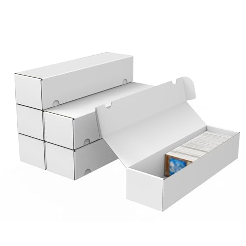 XRACV Trading Card Storage Box, 6-Pack 1100 Count White Corrugated Cardboard Bulk Sports Storage Box for...