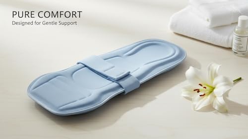Image of 2-in-1 Reclined Carrying & Feeding Support Pillow | Strong Back Support | Indoor & Outdoor Use Cotton Blend, Ergonomic Design, 0-10 Months, Soft Cushioned Hard Support (Blue)