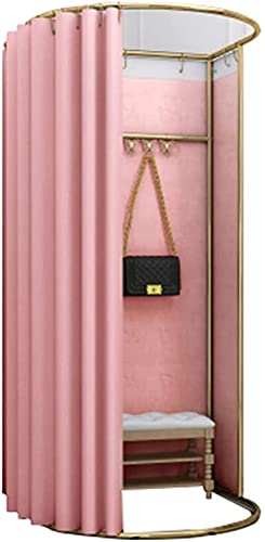 Cabine d'essayage mobile rose 85x80x200 cm avec rideau occultant