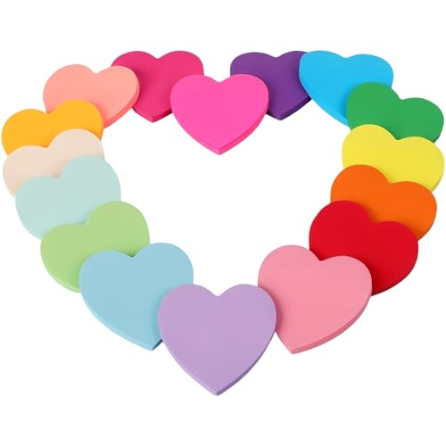 16 Pcs Heart Sticky Notes, 2.8 x 2.8 in / 7 x 7 cm, Cute Colorful Heart Shaped Note Pads, Removable Self Stick Notes for Kids Activities, Teachers, Home, Office, Valentine's Day - Image 5