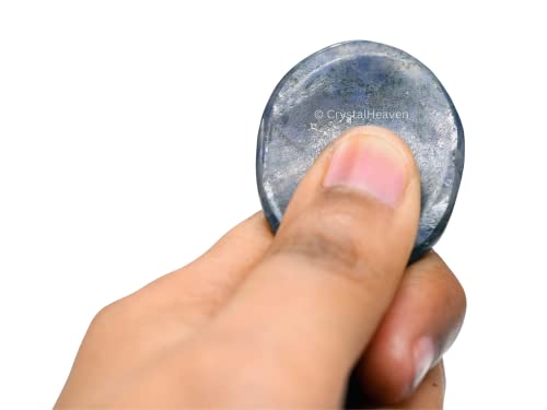 Image of Crystal Heaven IoliteThumb Worry Pebbles Stones For Anxiety Stress Relief Massage - Aaa Grade Original Healing Gemstone Agate Rubbing Stone For Yoga Meditation Spiritual Reiki Feng Shui