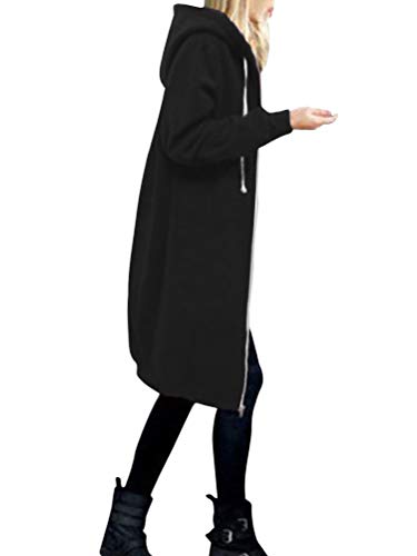 Onsoyours Felpa con Cappuccio per Donna Cappuccio con Zip Felpa Giacca Cappotto Risvolto Maglion Schwarz 54