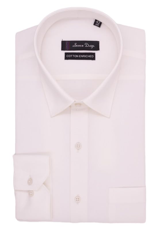 Image of 7-DAYS Men's Premium Formal Shirt - Cotton Rich, Regular Fit, Full Sleeve, Wrinkle-Resistant, with Pocket, Durable & Easy Care - Perfect for Office Wear & Under Suits