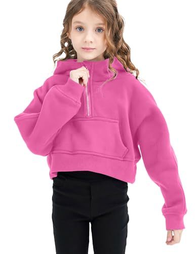 Sweat à capuche court pour ado fille avec demi-fermeture éclair