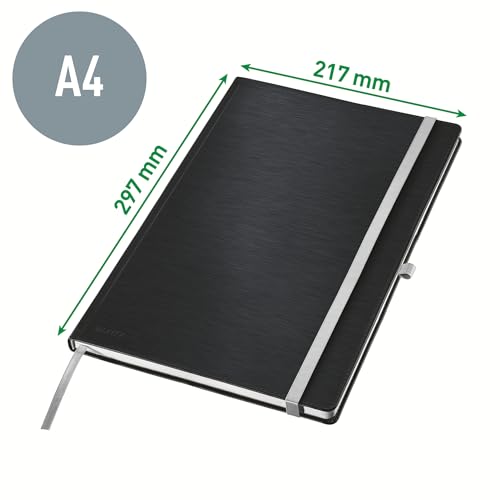 Leitz Style A4 Notizbuch Kariert, Hardcover, 160 Seiten, 80 Blatt, FSC-zertifiziertes 100 g/m² Papier, Verschluss & Lesezeichen, für Büro & Home Office, Blau, 44761069