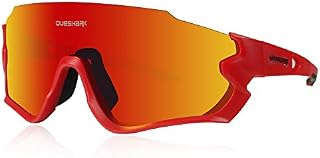 Queshark HD Polarized UV Protection Cycling Glasses Bike Eyewear For Road MTB Bike 3 Lens HD 1 Polarized QE45