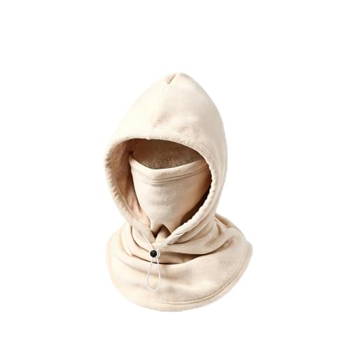 Ski Mask Balaclava One-Piece Fleece Hoodie Mask Full Face Cover Beige - image 1