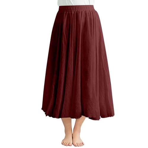 Women Full/Ankle Length Elastic Waist Skirts Retro Maxi Chiffon Long Skirt Casual Flowy Bohemian Renaissance Skirts