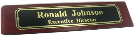 SHOP AWARDS AND GIFTS Personalized Engraved Name Plate for Desk 10 Inch Piano Rosewood Finish Wooden Block Custom Sign, Black