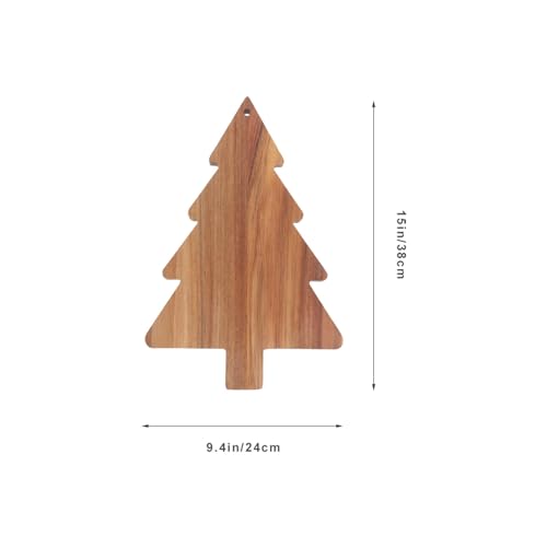 Luxshiny Christmas Tree Charcuterie Board, tabla de cortar y bandeja de madera para snacks, quesos y aperitivos navideños, forma de árbol de Navidad miniatura 3