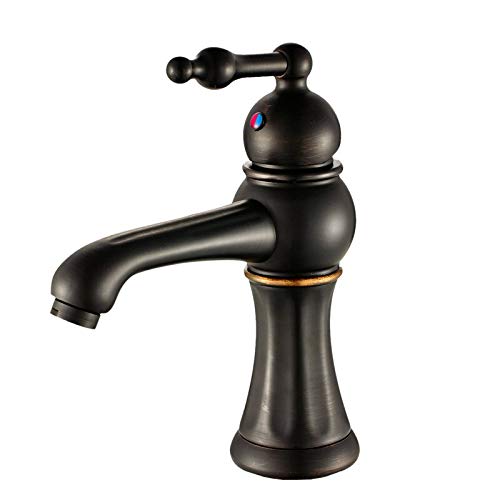 Robinet de lavabo en laiton bronze antique mitigeur monocommande eau chaude froide