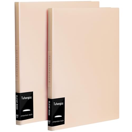 Image of Tuhangcc Art Portfolio 8.5 inchx11 inch,-Heavy DutyDisplay Book Folder with Clear Sheet Protectors,Displays40Pages, Presentation Book for Artwork, DocumentOrganizer (Orange, 2 Pack)