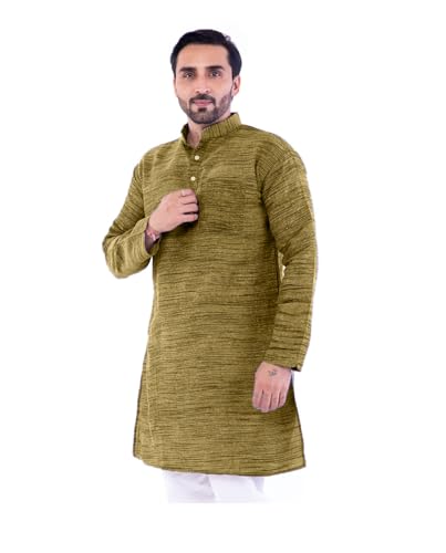 Men's Khadie Cotton - Kurta Pyjama Set - Tuscan Sun - Dark Yellow...