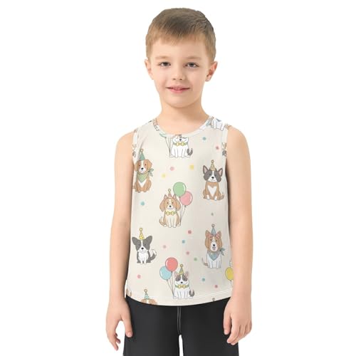 J JOYSAY Birthday Dog Balloon Boys Tank Top Sleeveless Muscle Shirts Quick Dry Sport Workout Active Kids T-Shirts 3-15T2